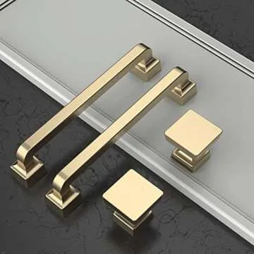 Asidrama 10 Pack 1-1/4 inch Brushed Brass Kitchen Cabinet Knobs Gold Dresser Knobs Drawer Knobs Cabinet Hardware Zinc Knobs for Dresser Drawers