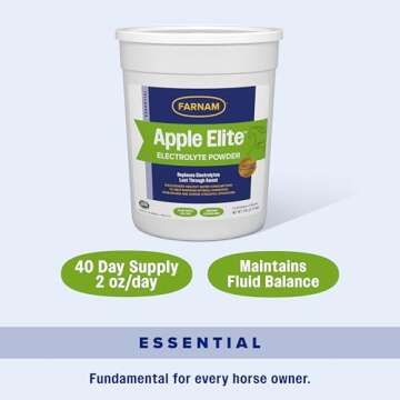Farnam Apple Elite Horse Electrolyte Powder, Replaces minerals lost in sweat during exercise, extreme weather & stressful conditions, 5 lb., 40 day supply