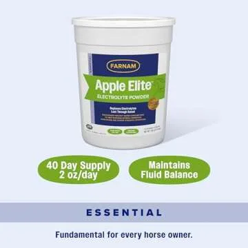Farnam Apple Elite Horse Electrolyte Powder, Replaces minerals lost in sweat during exercise, extreme weather & stressful conditions, 5 lb., 40 day supply