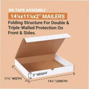 BOX USA Small Shipping Boxes 14.25'L x 11.25'W x 2'H, 50-Pack | Foldable Corrugated Cardboard Crush-...