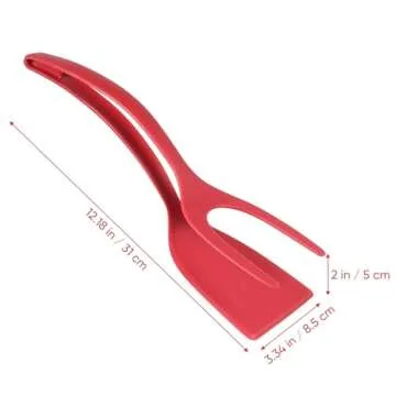 MAGICLULU 2 in 1 Grip and Flip Spatula Egg Spatula Tongs Egg Flipper Tong Pancake Fish Turner French Toast Omelet Making for Home Kitchen Cooking Tool Red