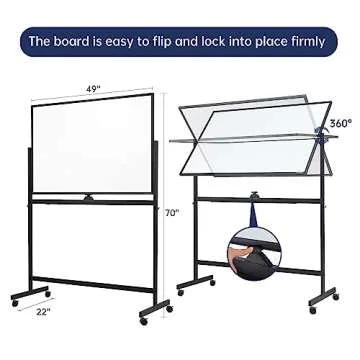Large Dry-Erase Rolling Magnetic Whiteboard - 48 x 32 Inches Height Adjustable Double Sides Mobile P...