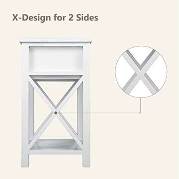MAGIC UNION X-Design Side End Table Night Stand Storage Shelf with Bin Drawer