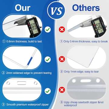 Durable 50 Pcs Clear Plastic Vertical ID Card Holders