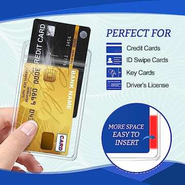 Durable 50 Pcs Clear Plastic Vertical ID Card Holders