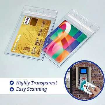 Durable 50 Pcs Clear Plastic Vertical ID Card Holders