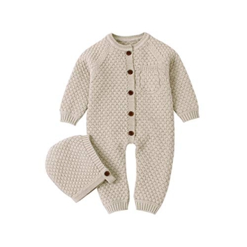 Mimixiong Cotton Baby Romper Newborn Baby Knitted Clothes Longsleeve Sweater Outfit for Boy and Girl...