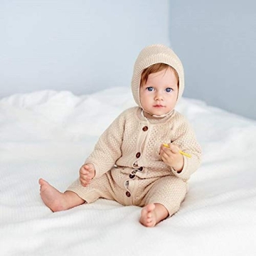 Mimixiong Baby Knitted Romper with Warm Hat Set 0-12M