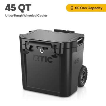 RTIC 45 QT Wheeled Ultra-Tough Cooler Hard Insulated Portable Ice Chest Box for Beach, Drink, Bevera...