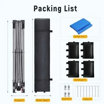 Vibemo Canopy Tent 10x10, 1-Person Setup Pop Up Canopy Tent with Roller Bag, 3 Adjustable Height, 4 Sandbags, 8 Stakes, 4 Guylines, Waterproof and UPF50+ Sun Protection Outdoor Canopy for Party，Beach