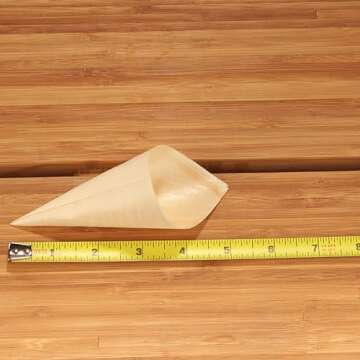 BambooMN - Disposable Food and Appetizer Wood Cones - 5" x 2" - 100 Pieces