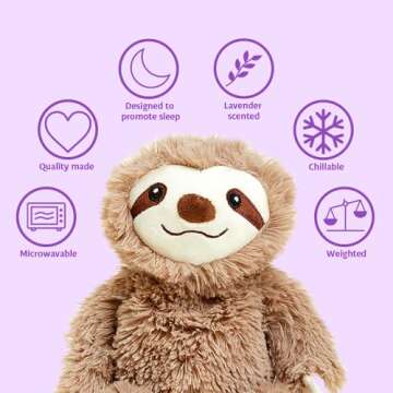 Warmies Junior Microwavable & Weighted Stuffed Animals, Sloth - Heated Stuffed Animal Plushie for Wa...
