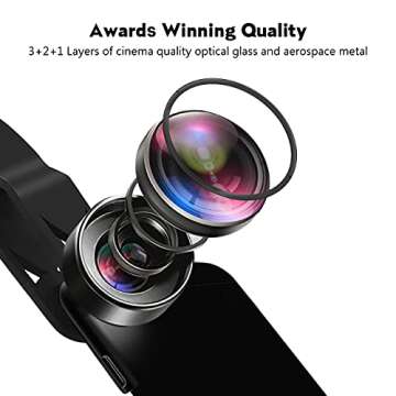 KEYWING Phone Camera Lens 3 in 1 Phone Lens Kit, 198 Fisheye Lens + 120 Super Wide-Angle Lens + 20x Macro Lens for iPhone Samsung Android Smartphone Black 3in1