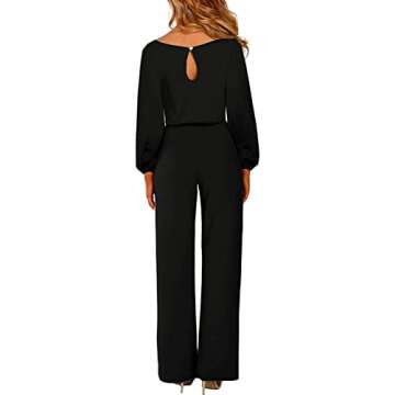 STOLKISS Women’s Casual Jumpsuits Loose Fit Belted Dressy Long Sleeve Crewneck Autumn Jumpsuit Lon...