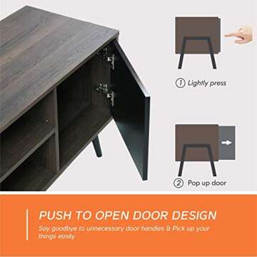 WAMPAT Mid Century Modern TV Stand for TVs up to 65 inches, Wood TV Console Media Cabinet with Storage, Entertainment Center for Living Room Bedroom, Black, 60 inch