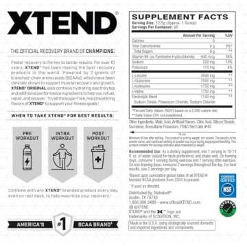 Xtend XTEND Original BCAA Powder 7g BCAA and 2.5g L-Glutamine, Sugar Free Post Workout Muscle Recove...