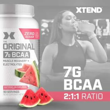 Xtend XTEND Original BCAA Powder 7g BCAA and 2.5g L-Glutamine, Sugar Free Post Workout Muscle Recovery Drink with Amino Acids for Men & Women, 90 Servings