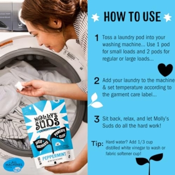 Molly's Suds Laundry Pods | Eco-Friendly & Gentle Clean | Peppermint 120 Count