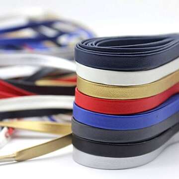 Stylish Golden Flat PU Leather Laces for Sneakers and Boots