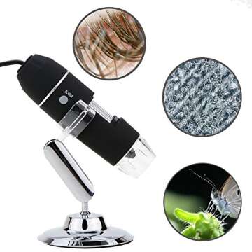 Portable USB Digital Microscope 20x-800x Magnification with 8-LED Mini Microscope Endoscope Camera M...