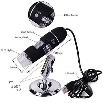 Portable USB Digital Microscope 20x-800x Magnification