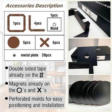 Large Wood Game Room Wall Decor, Modern Home Wall Art for Farmhouse Living Room Bedroom Office Decorations, Playroom Hallway Nursery Kids Room Decor Wall Stickers (18’×18‘ tic tac Toe Game)