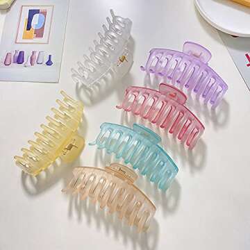 TODEROY Large Hair Claw Clips for Women, Strong Hold Big Banana Claw Hair Clips for Thick Thin Hair, Fashion Jaw Hair Styling Accessories for Women Girls 6 Packs