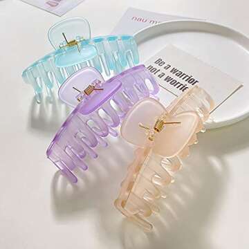 TODEROY Large Hair Claw Clips for Women, Strong Hold Big Banana Claw Hair Clips for Thick Thin Hair, Fashion Jaw Hair Styling Accessories for Women Girls 6 Packs