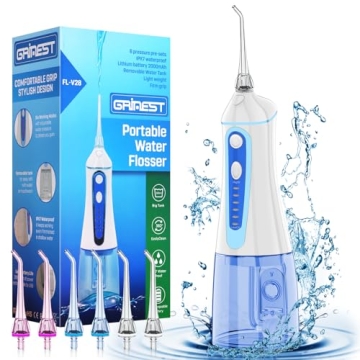 Water Dental Pik Flosser,Grinest 7 Modes Rechargeable Water Dental Pick for Teeth Cleaning Cordless ...