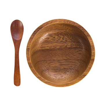 BetsySuperStore Small Round Wood Bowls Set with Spoons