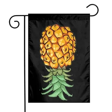 JOHN AHMED Upside Down Pineapple Symbol Garden Flag - Durable and UV Fade Resistant 12x18 Inch Doubl...