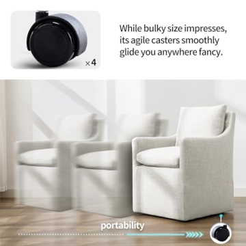 DUHOME Upholstered Accent Chair with Rolling Casters