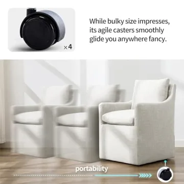 DUHOME Upholstered Accent Chair with Rolling Casters