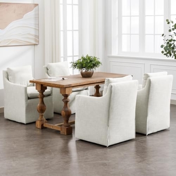 DUHOME Upholstered Accent Chair with Rolling Casters