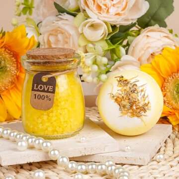 Bee Birthday Gifts for Women - Bee Lover Gift for Happy Bee Day Relaxing Spa Tumbler Bath Bomb Sentend Candle, Yellow Gift Box for Volunteers Employee Mom Friends Sister Best Friend Teacher Wife