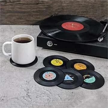 12PCS Vinyl Record Coasters for Drinks,Funny Bar Vintage Coasters Beer Coffee Tea Drinking Coaster,Suit for Home Bar Party Music Decor Housewarming Hostess Gifts(12PCS)