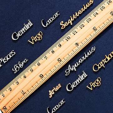 48 Pieces Zodiac Word Message Charm Pendant for DIY Jewelry