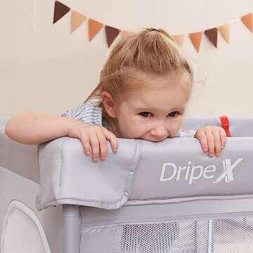 Dripex Baby Playpen, 79"×59" Play Pens for Babies and Toddlers, Safe Anti-Fall Play Yard with Gates, Baby Fence with Breathable Mesh, Indoor & Outdoor Kids Activity Center, Light Grey