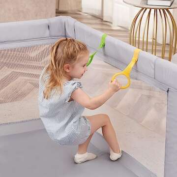 Dripex Baby Playpen, 79"×59" Play Pens for Babies and Toddlers, Safe Anti-Fall Play Yard with Gates, Baby Fence with Breathable Mesh, Indoor & Outdoor Kids Activity Center, Light Grey