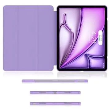 Soke for iPad Air 13 Inch Case (M2) 2024,iPad Pro 12.9 Case 2022 2021(6th 5th Generation) - [Slim Trifold Stand + Auto Wake/Sleep],Protective Hard PC Back Cover for iPad Air 13 inch (Lilac)