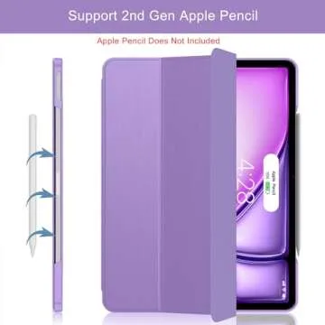 Soke for iPad Air 13 Inch Case (M2) 2024,iPad Pro 12.9 Case 2022 2021(6th 5th Generation) - [Slim Trifold Stand + Auto Wake/Sleep],Protective Hard PC Back Cover for iPad Air 13 inch (Lilac)