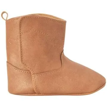 Vince Camuto Baby Girls' Boots - Soft Sole Western Cowboy Booties - Pre-Walker Cowgirl Crib Shoes for Infants (Newborn 0-12M), Size 9-12, Cognac