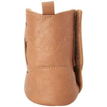 Vince Camuto Baby Girls' Boots - Soft Sole Western Cowboy Booties - Pre-Walker Cowgirl Crib Shoes for Infants (Newborn 0-12M), Size 9-12, Cognac