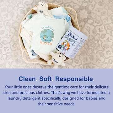 Nellie's Natural Baby Powder Laundry Detergent Tin - 80 Loads - Safe For Infants Sensitive Skin - Fr...