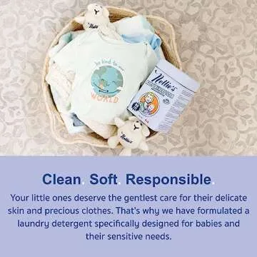 Nellie's Natural Baby Powder Laundry Detergent Tin - 80 Loads - Safe For Infants Sensitive Skin - Fr...