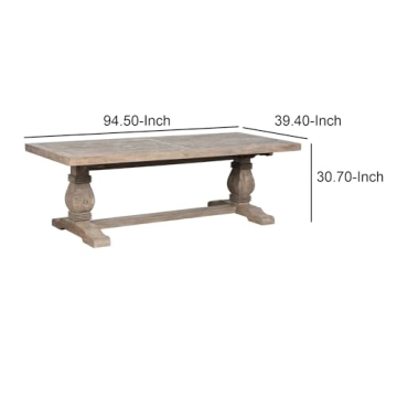 Benjara Rustic Dining Table with Reclaimed Wood Design