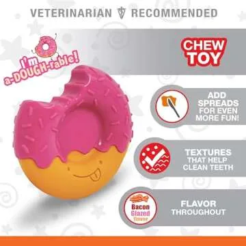 Nylabone Donut Power Chew Toy - Durable Chew for Aggressive Chewers, Bacon Flavored, Medium - Up to ...