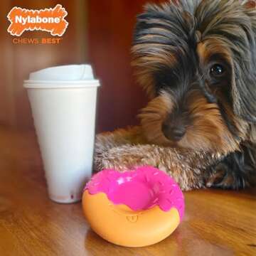 Nylabone Donut Power Chew Toy for Dogs, Dog Toys for Aggressive Chewers, Bacon Glazed Flavor, Medium - Up to 35 lbs, 1 Count