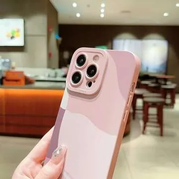 YKCZL Compatible with iPhone 15 Pro Max case 6.7 inch,Cute Painted Art Heart Pattern Full Camera Lens Protective Slim Soft Shockproof Phone Case for Women Girls-Blue