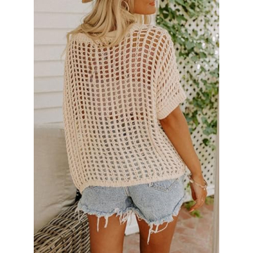 Dokotoo Women's Summer Crochet Hollow Out Sweater